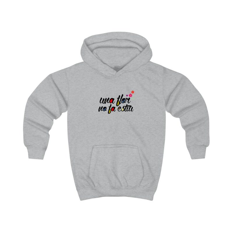 Sudadera con capucha infantil - Gris jaspeado claro - Camiseta «Una flor no fa estiu»