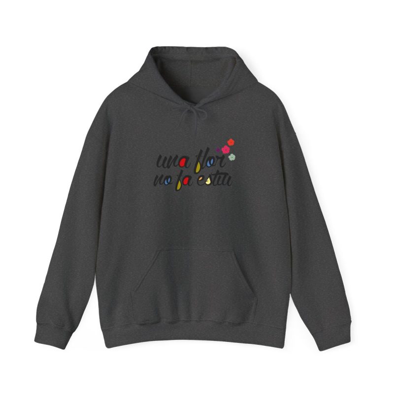 Sudadera con capucha - Gris oscuro jaspeado - Camiseta «Una flor no fa estiu»