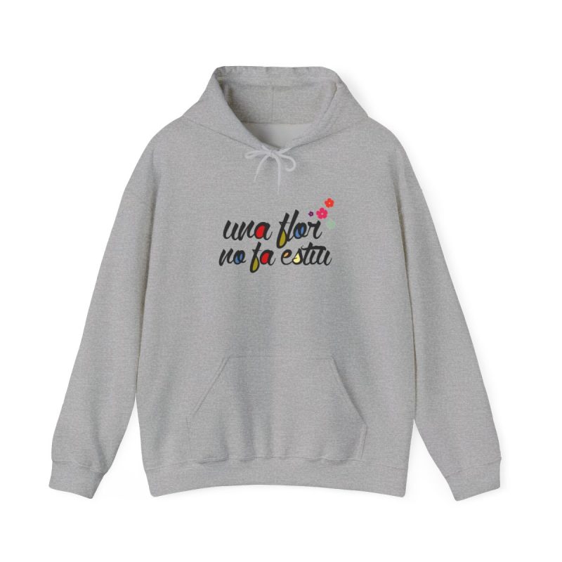 Sudadera con capucha - Gris deportivo - Camiseta «Una flor no fa estiu»
