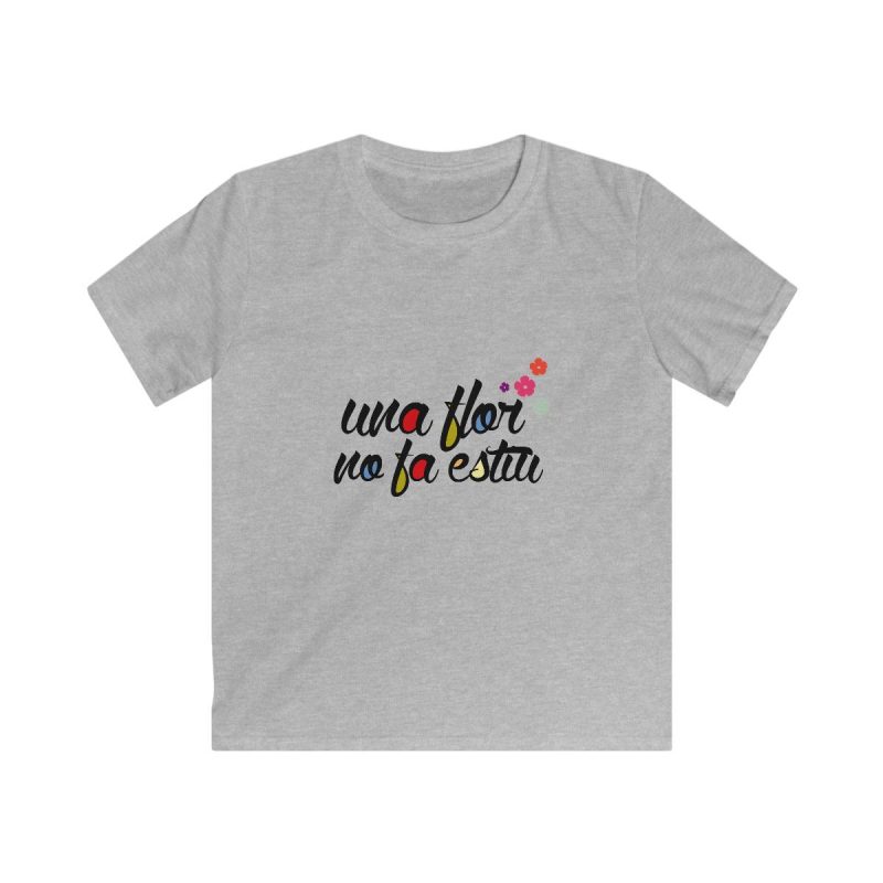 Camiseta infantil Softstyle - Gris deportivo - Camiseta «Una flor no fa estiu»