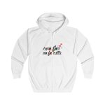 Sudadera con capucha y cremallera - Blanco artico - Camiseta «Una flor no fa estiu»