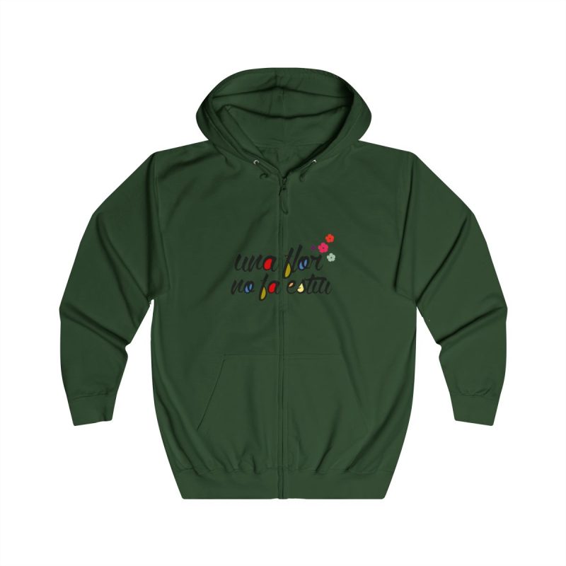 Sudadera con capucha y cremallera - Verde botella - Camiseta «Una flor no fa estiu»
