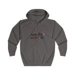 Sudadera con capucha y cremallera - Gris acero - Camiseta «Una flor no fa estiu»
