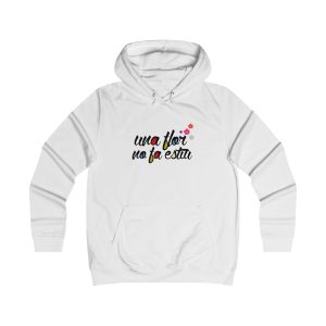 Sudadera universitaria mujer - Blanco artico - Camiseta «Una flor no fa estiu»