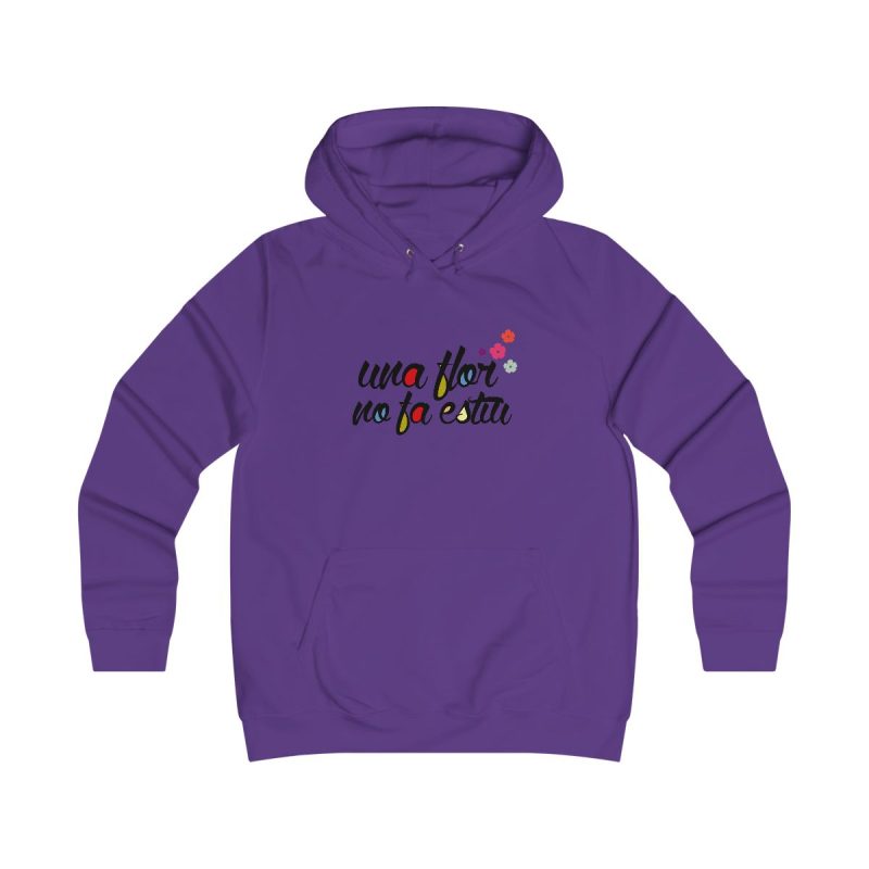 Sudadera universitaria mujer - Morado - Camiseta «Una flor no fa estiu»