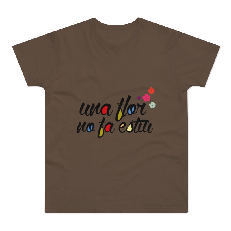 Camiseta hombre punto liso - Marron chocolate - Camiseta «Una flor no fa estiu»
