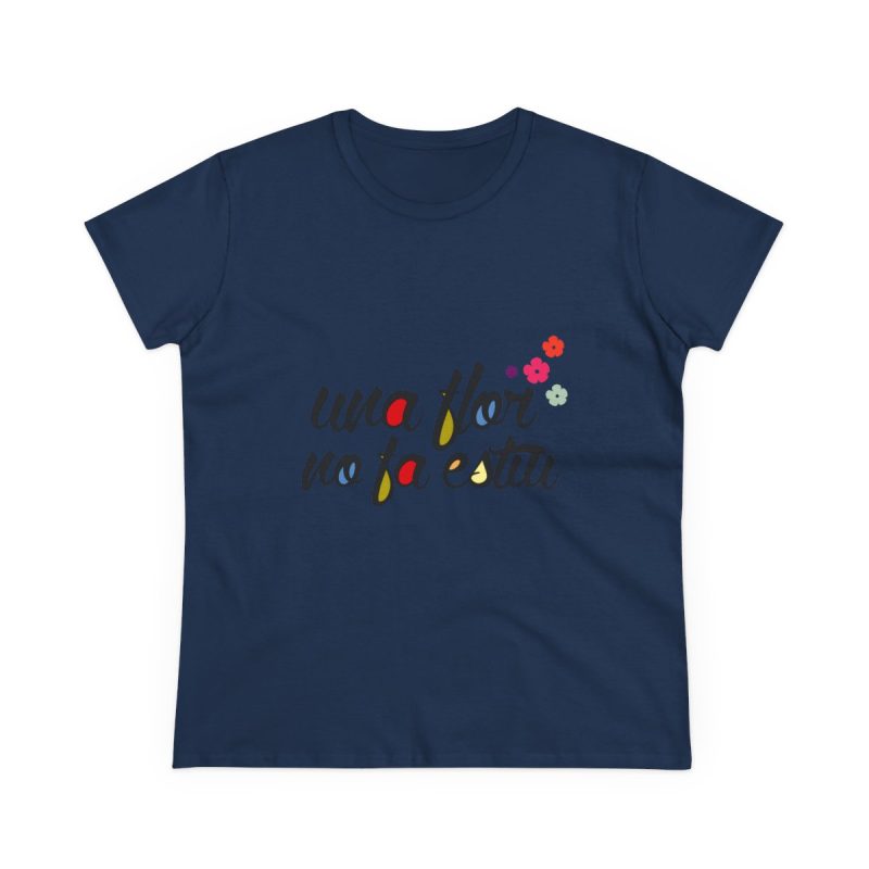 Camiseta mujer algodon medio - Azul marino - Camiseta «Una flor no fa estiu»