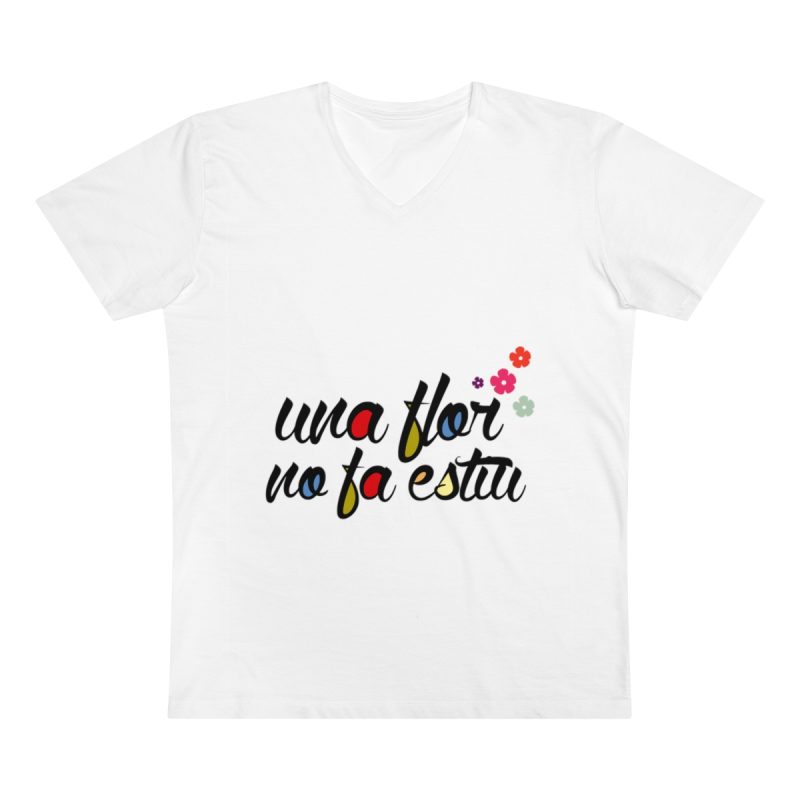 Camiseta hombre cuello de pico Presenter - Blanco - Camiseta «Una flor no fa estiu» Camiseta hombre cuello de pico Presenter - Blanco - Camiseta «Una flor no fa estiu»