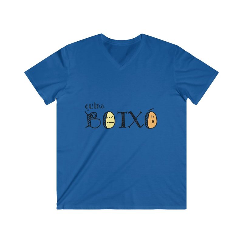 Camiseta hombre entallada cuello de pico - Azul royal - Quina botxo