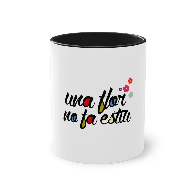 Taza bicolor - Negro - Camiseta «Una flor no fa estiu» Taza bicolor - Negro - Camiseta «Una flor no fa estiu»