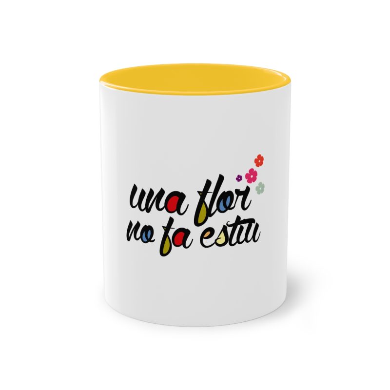Taza bicolor - Amarillo dorado - Camiseta «Una flor no fa estiu»