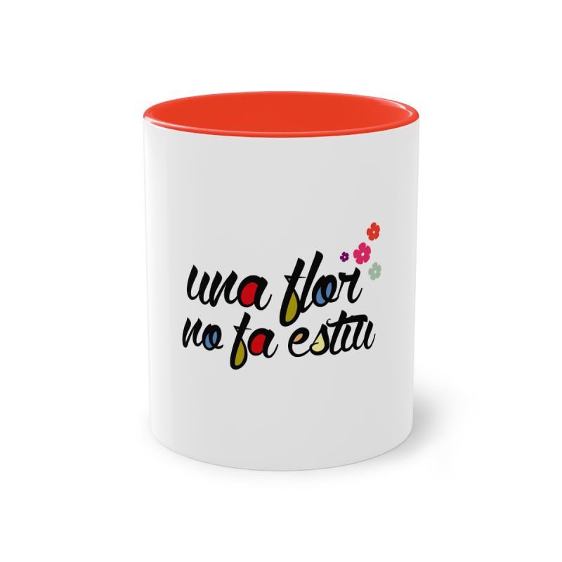 Taza bicolor - Rojo - Camiseta «Una flor no fa estiu»