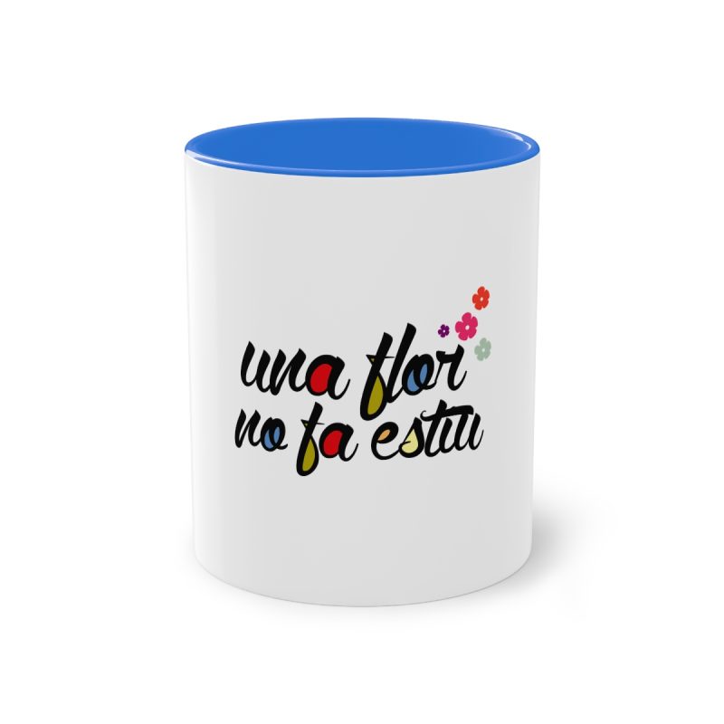 Taza bicolor - Azul Cambridge - Camiseta «Una flor no fa estiu»