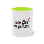 Taza bicolor - Verde claro - Camiseta «Una flor no fa estiu» Taza bicolor - Verde claro - Camiseta «Una flor no fa estiu»