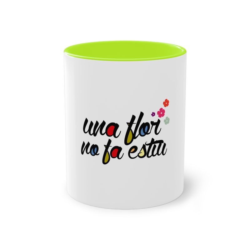 Taza bicolor - Verde claro - Camiseta «Una flor no fa estiu»