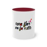 Taza bicolor - Granate - Camiseta «Una flor no fa estiu» Taza bicolor - Granate - Camiseta «Una flor no fa estiu»