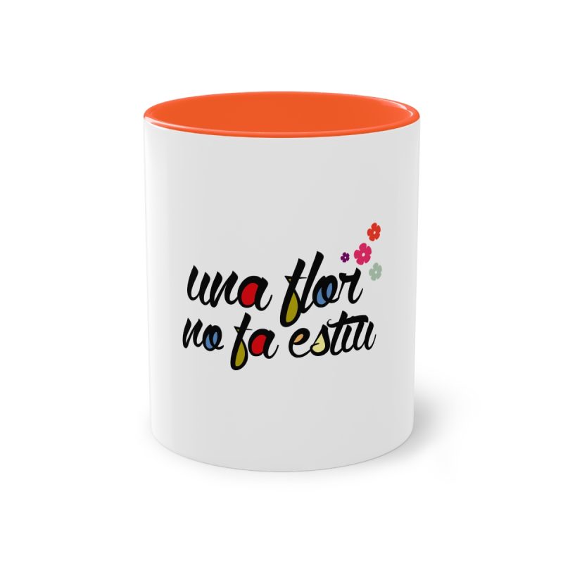Taza bicolor - Naranja - Camiseta «Una flor no fa estiu»