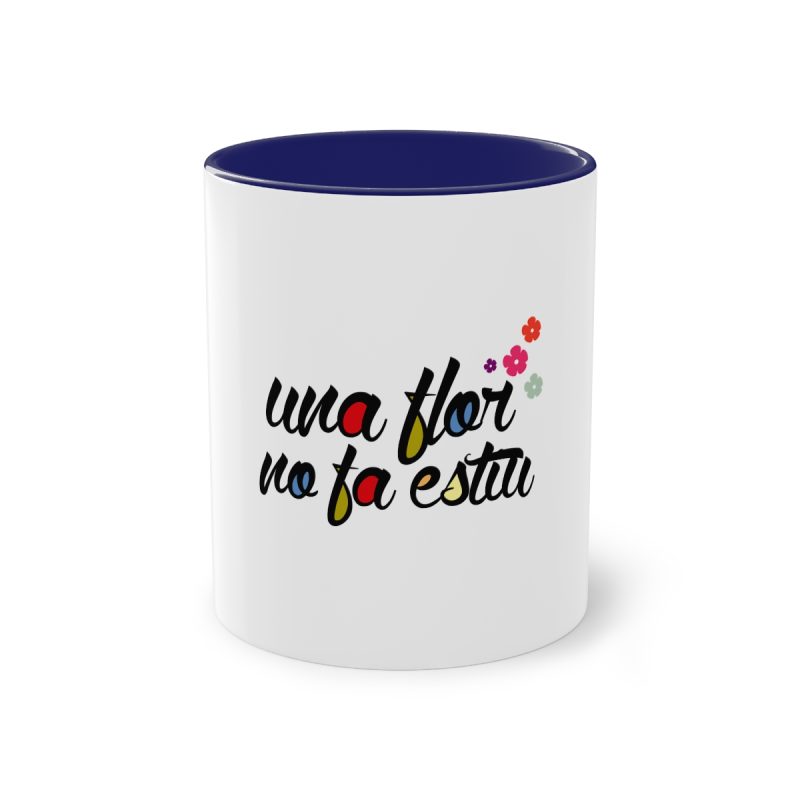 Taza bicolor - Azul oscuro - Camiseta «Una flor no fa estiu»