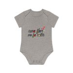 Body bebe manga corta organico - Gris jaspeado melange - Camiseta «Una flor no fa estiu»