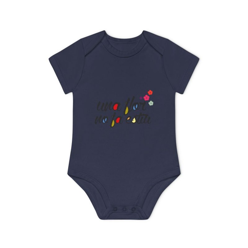 Body bebe manga corta organico - Azul marino nautico - Camiseta «Una flor no fa estiu»