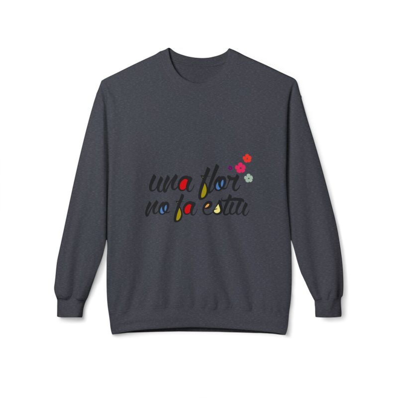 Sudadera Softstyle cuello redondo - Gris jaspeado oscuro - Camiseta «Una flor no fa estiu»