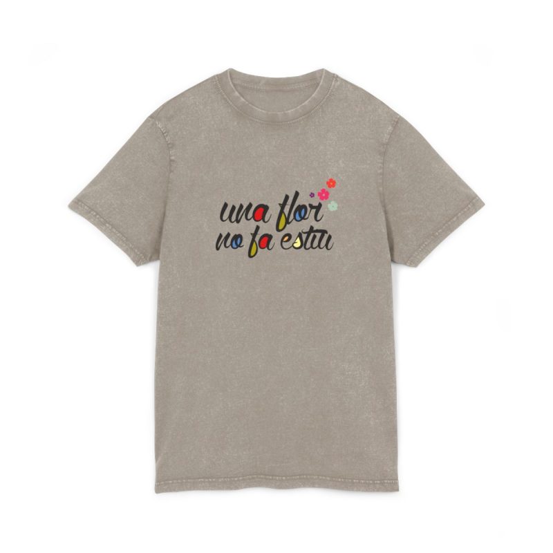 Camiseta lavado acido cuello redondo - Caqui oscuro - Camiseta «Una flor no fa estiu»
