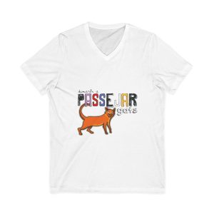 Camiseta cuello de pico - Blanco - Dimarts a passejar gats