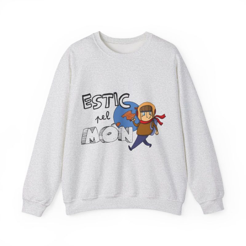 Sudadera cuello redondo - Gris ceniza - Camiseta «Estic pel món» Sudadera cuello redondo - Gris ceniza - Camiseta «Estic pel món»