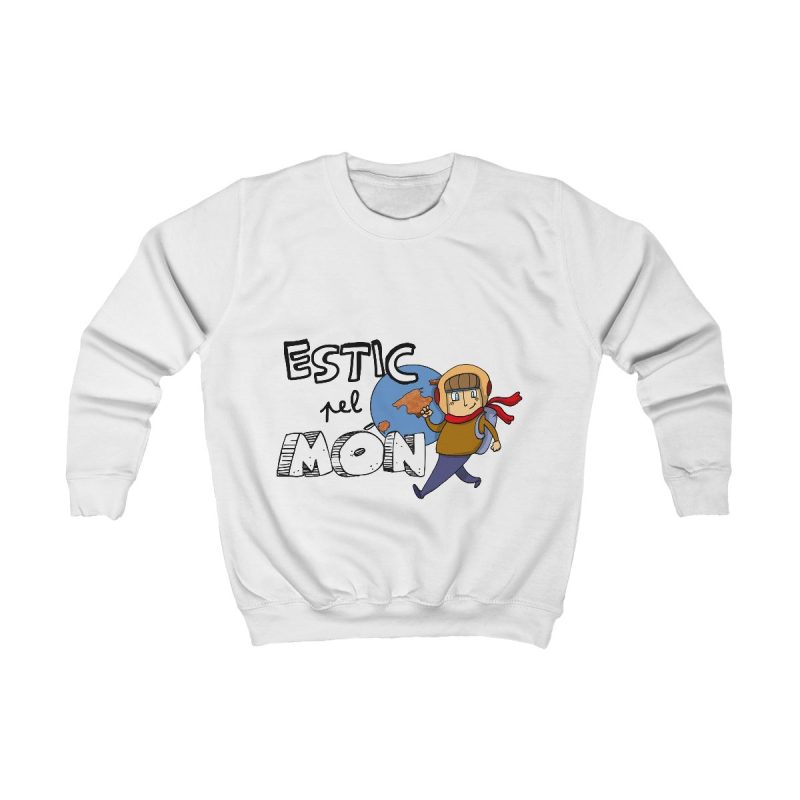 Sudadera infantil - Blanco artico - Camiseta «Estic pel món» Sudadera infantil - Blanco artico - Camiseta «Estic pel món»