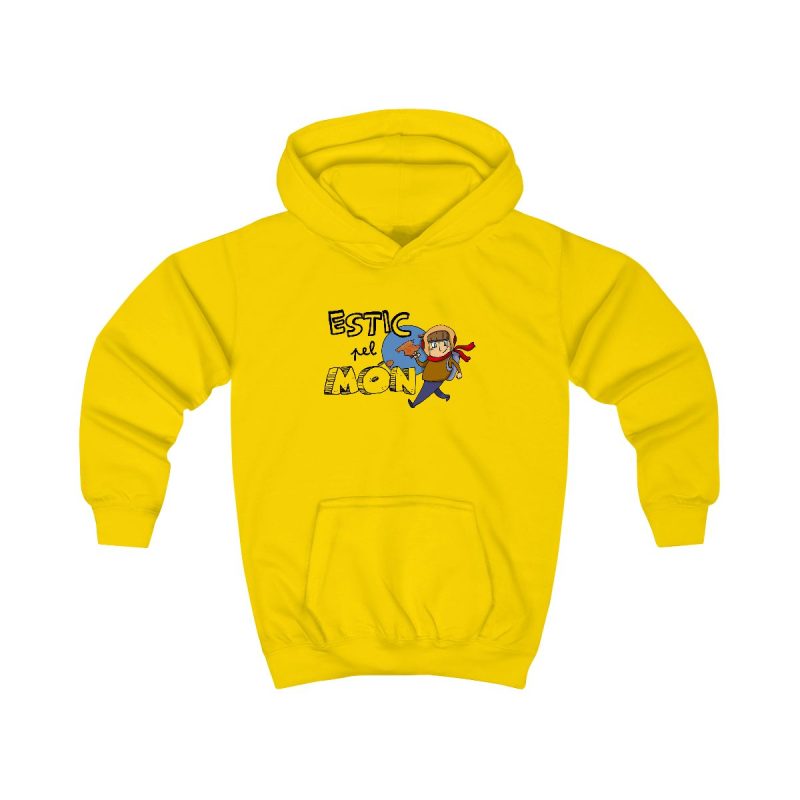 Sudadera con capucha infantil - Amarillo sol - Camiseta «Estic pel món»