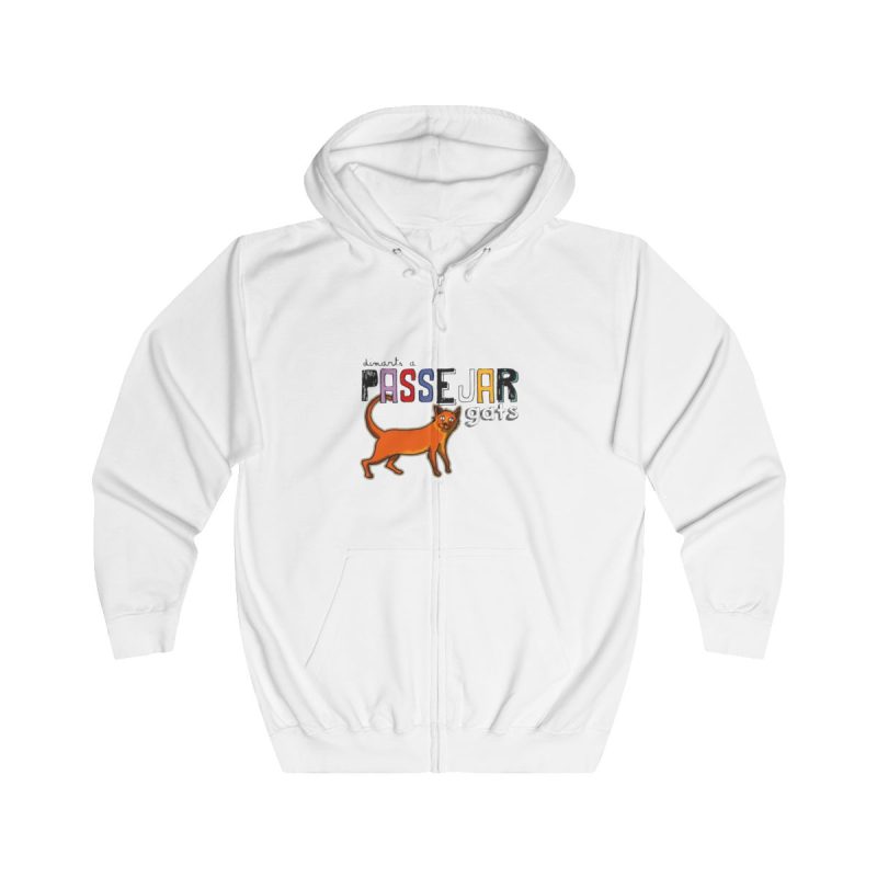 Sudadera con capucha y cremallera - Blanco artico - Dimarts a passejar gats Sudadera con capucha y cremallera - Blanco artico - Dimarts a passejar gats