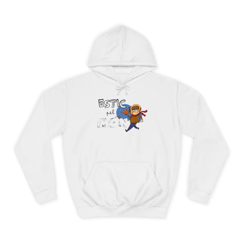Sudadera universitaria - Blanco artico - Camiseta «Estic pel món» Sudadera universitaria - Blanco artico - Camiseta «Estic pel món»
