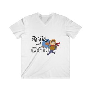 Camiseta hombre entallada cuello de pico - Blanco - Camiseta «Estic pel món»