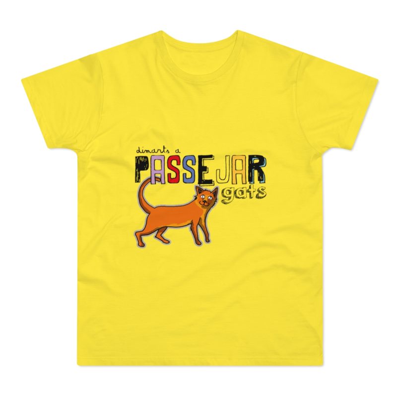 Camiseta hombre punto liso - Amarillo solar - Dimarts a passejar gats