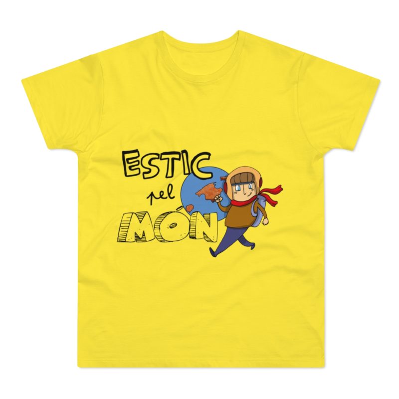 Camiseta hombre punto liso - Amarillo solar - Camiseta «Estic pel món»