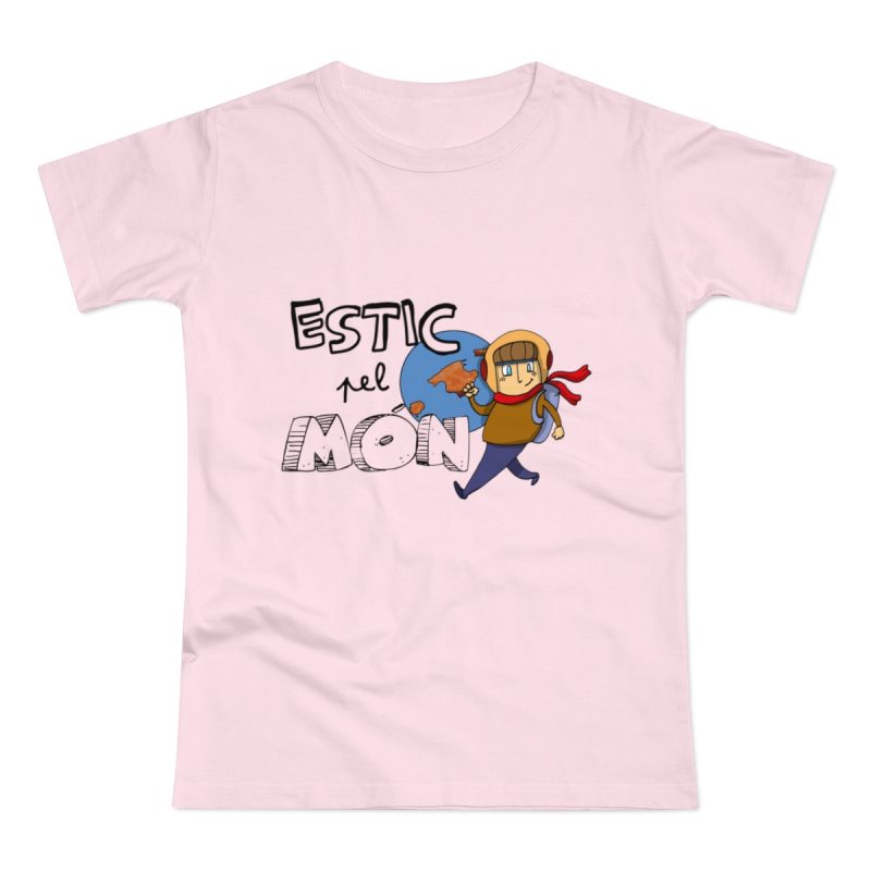 Camiseta mujer punto liso - Rosa orquidea - Camiseta «Estic pel món» Camiseta mujer punto liso - Rosa orquidea - Camiseta «Estic pel món»