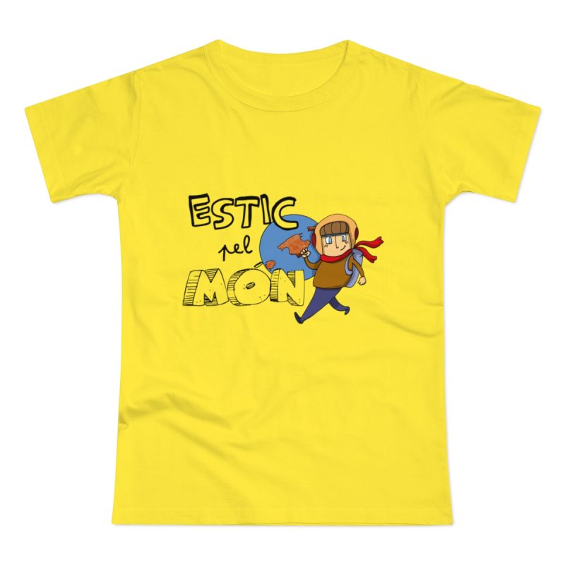 Camiseta mujer punto liso - Amarillo solar - Camiseta «Estic pel món»