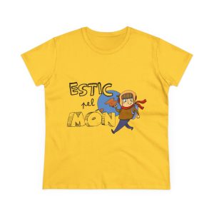Camiseta mujer algodon medio - Amarillo margarita - Camiseta «Estic pel món»