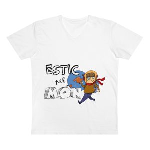 Camiseta hombre cuello de pico Presenter - Blanco - Camiseta «Estic pel món»