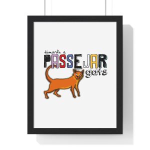 Poster enmarcado vertical - Negro - Dimarts a passejar gats