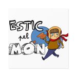 Pegatinas laminadas cuadradas - Camiseta «Estic pel món»