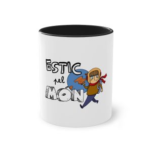 Taza bicolor - Negro - Camiseta «Estic pel món»
