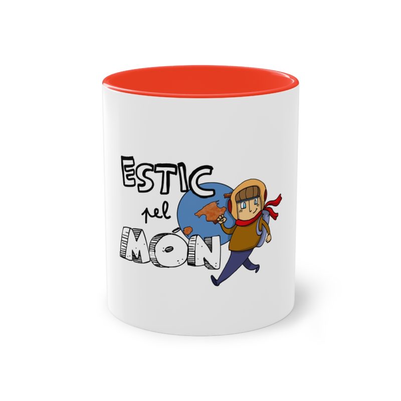 Taza bicolor - Rojo - Camiseta «Estic pel món»