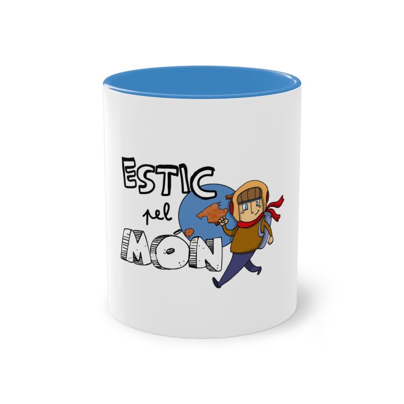 Taza bicolor - Azul claro - Camiseta «Estic pel món»