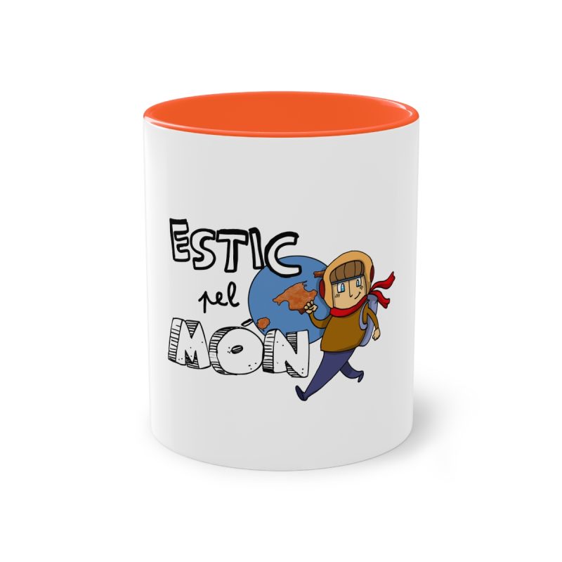 Taza bicolor - Naranja - Camiseta «Estic pel món»
