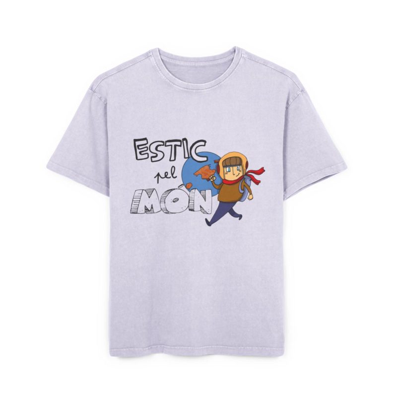 Camiseta oversize lavado acido - Lila suave - Camiseta «Estic pel món»