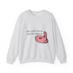 Sudadera cuello redondo - Gris ceniza - Camiseta «Qui pets envia»