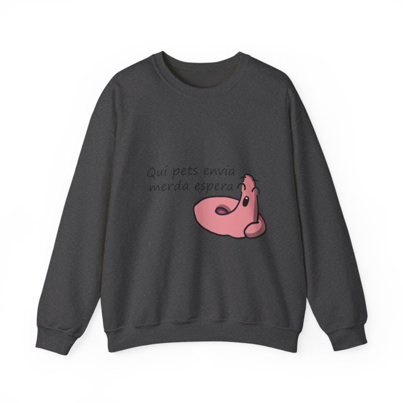 Sudadera cuello redondo - Gris oscuro jaspeado - Camiseta «Qui pets envia»