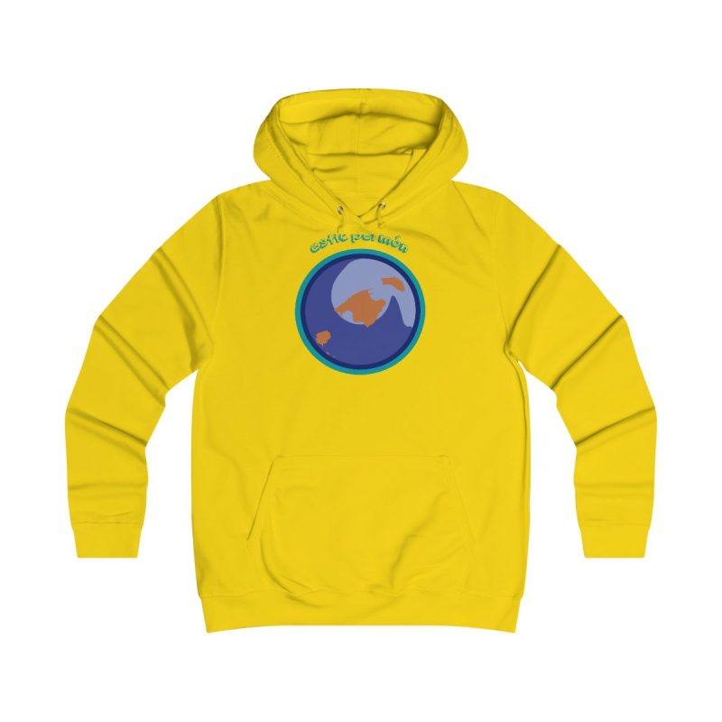 Sudadera universitaria mujer - Amarillo sol - Camiseta «Estic pel món redó»