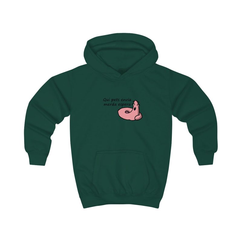 Sudadera con capucha infantil - Verde botella - Camiseta «Qui pets envia»